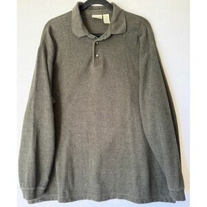 Fieldmaster‎  Sweater Men XL Heater Olive Polo Collar Cotton Knit Long Sleeve